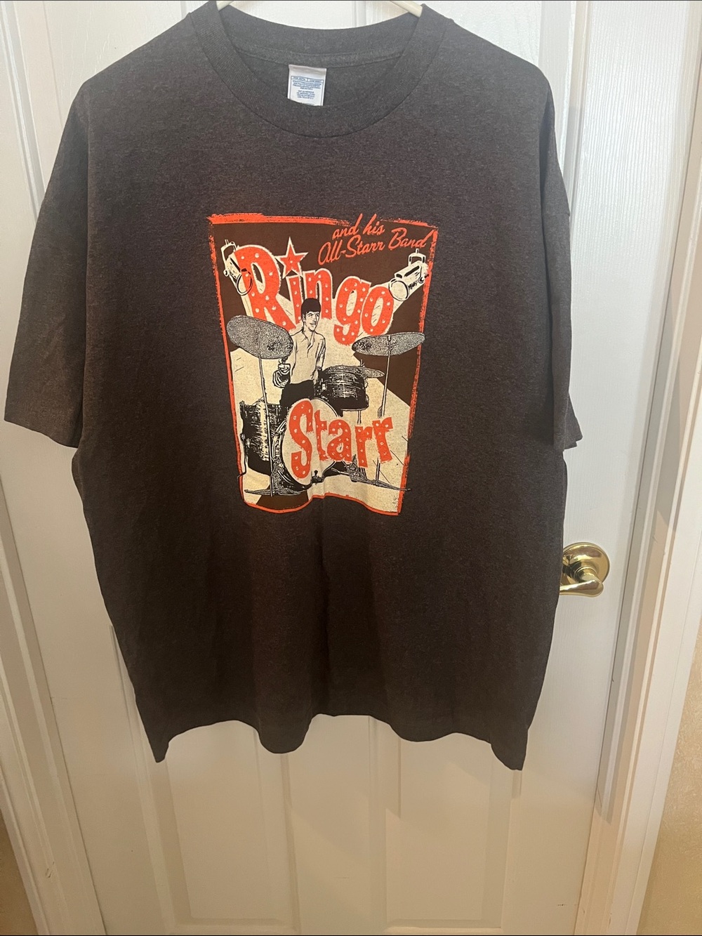 Ringo Starr Graphic Short-Sleeve Tee - Brown with Orange & Cream Print